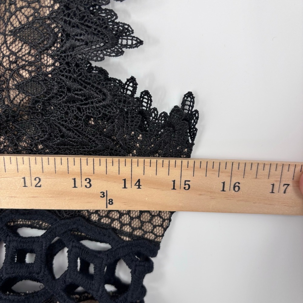 Free People Forever Lace Babydoll Mini Dress Women 2 Black Nude Crochet Boho - Picture 2 of 7